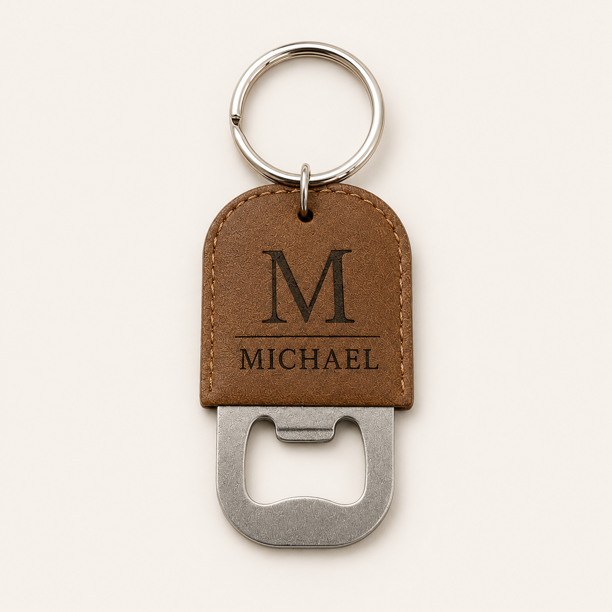 Personalised Leather Bottle Opener Keychain