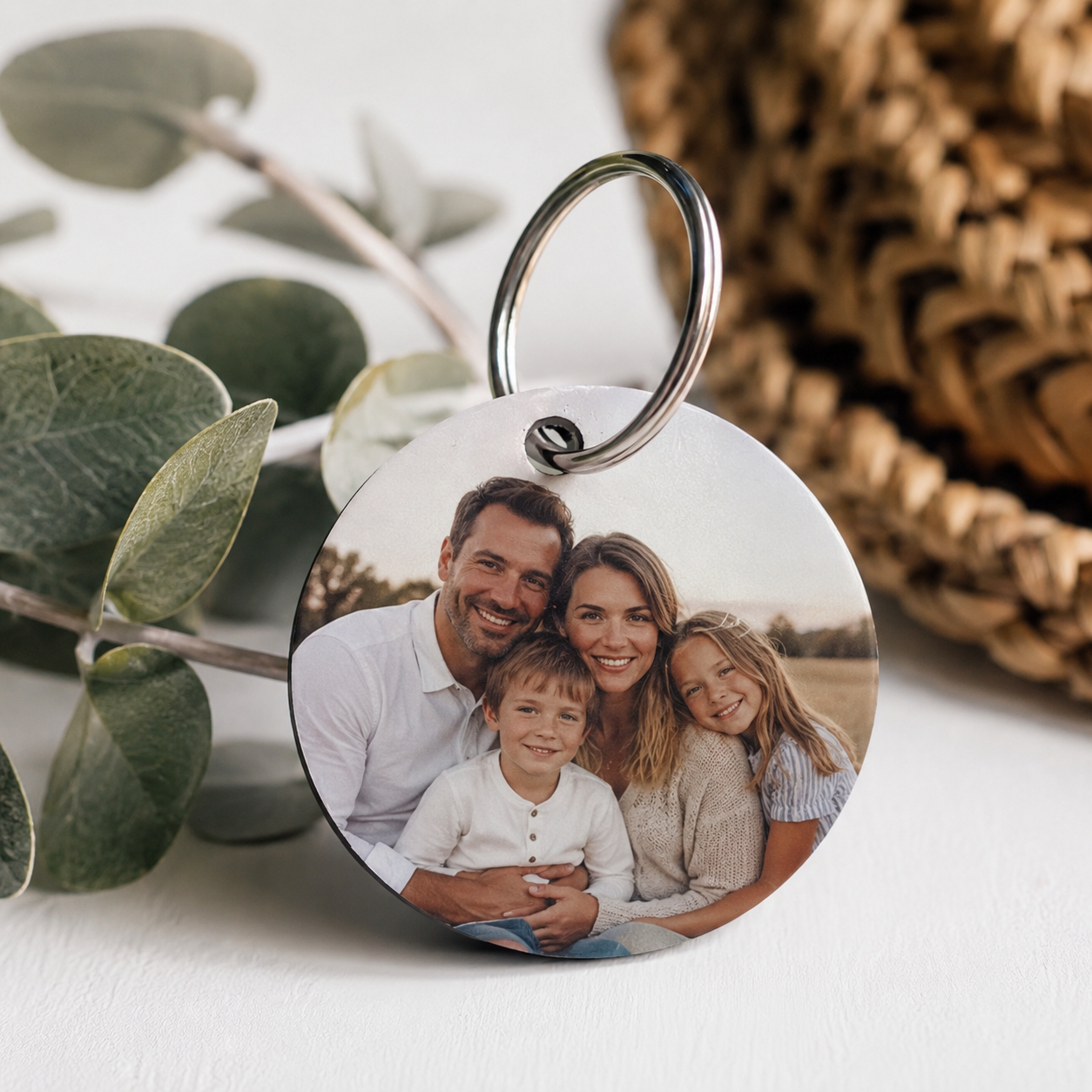 Personalised Round Photo Keychain – Custom MDF Keyring