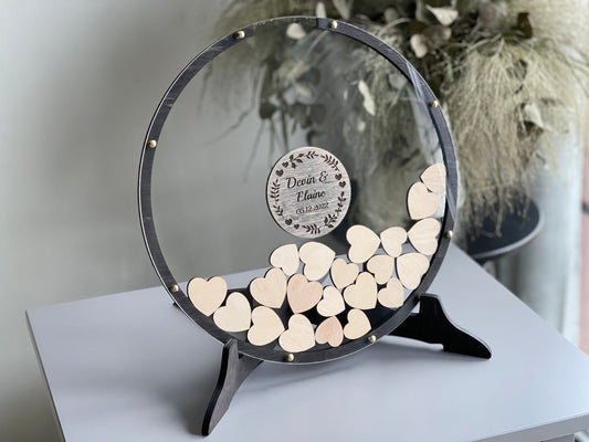 Personalised Wedding Guest Book with Signing Hearts