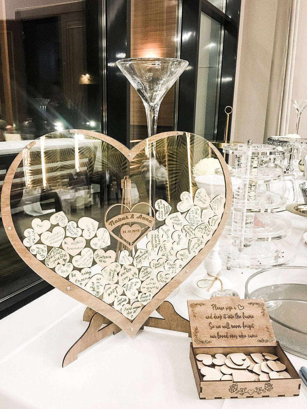 Personalised Wedding Guest Book with Signing Hearts