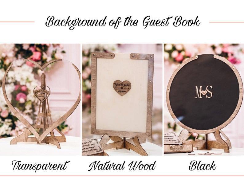 Personalised Wedding Guest Book with Signing Hearts