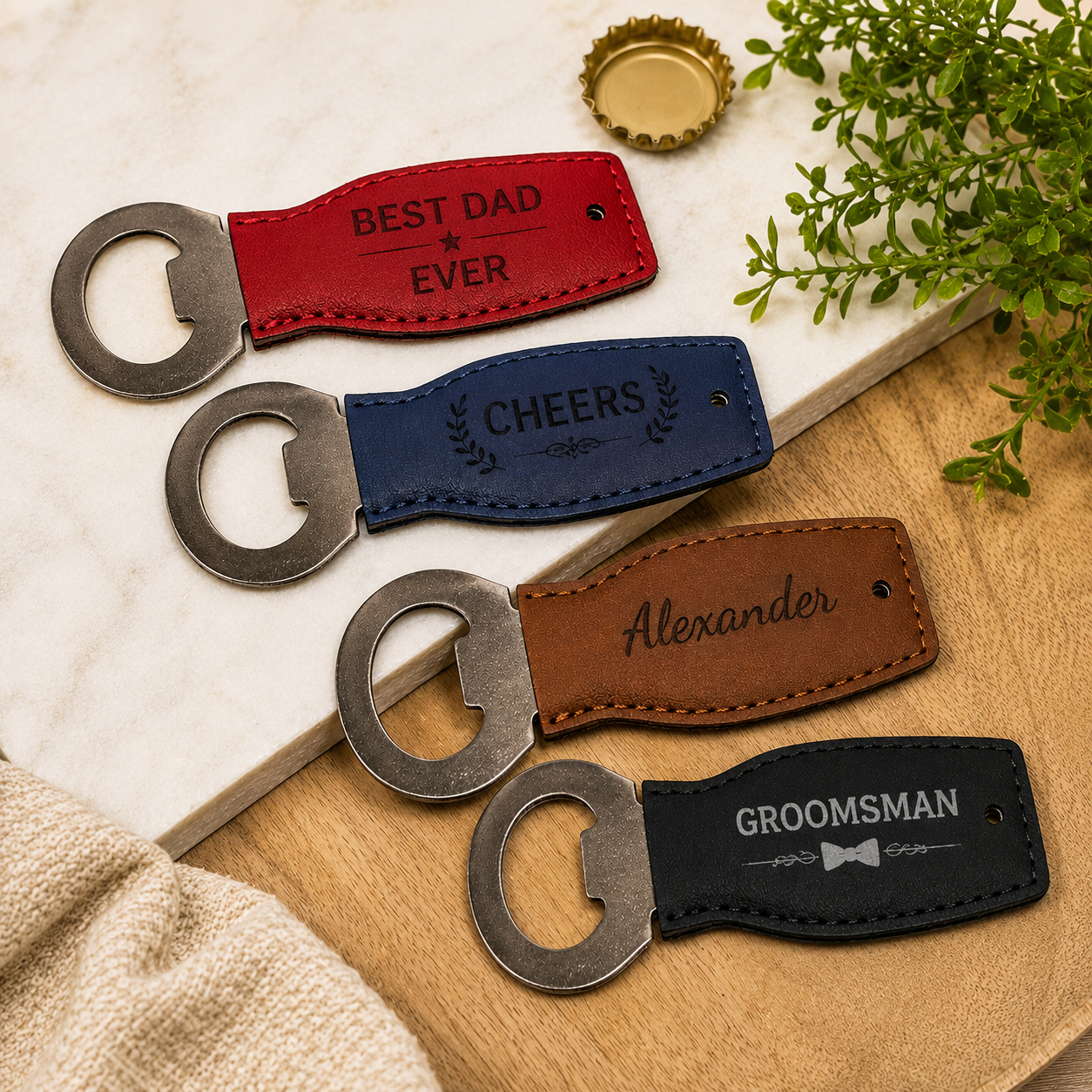 Personalised Leather Bottle Opener
