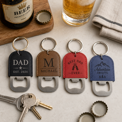 Personalised Leather Bottle Opener Keychain
