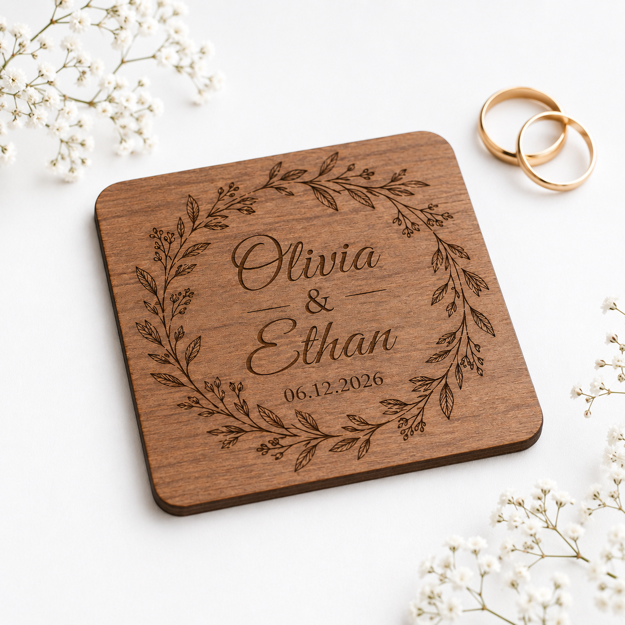 Engraved Wedding Wooden Coasters