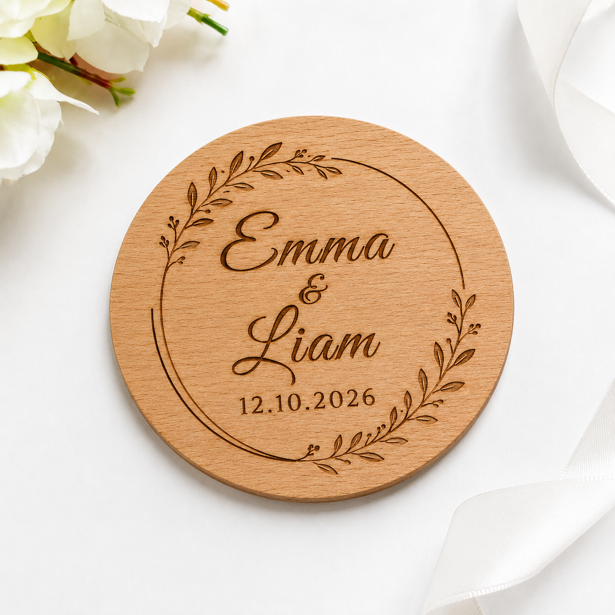 Engraved Wedding Wooden Coasters