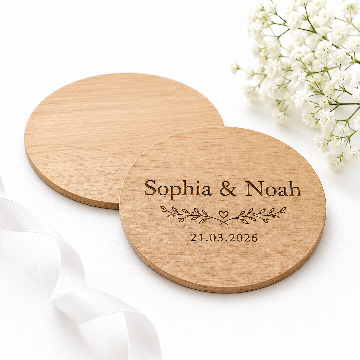 Engraved Wedding Wooden Coasters