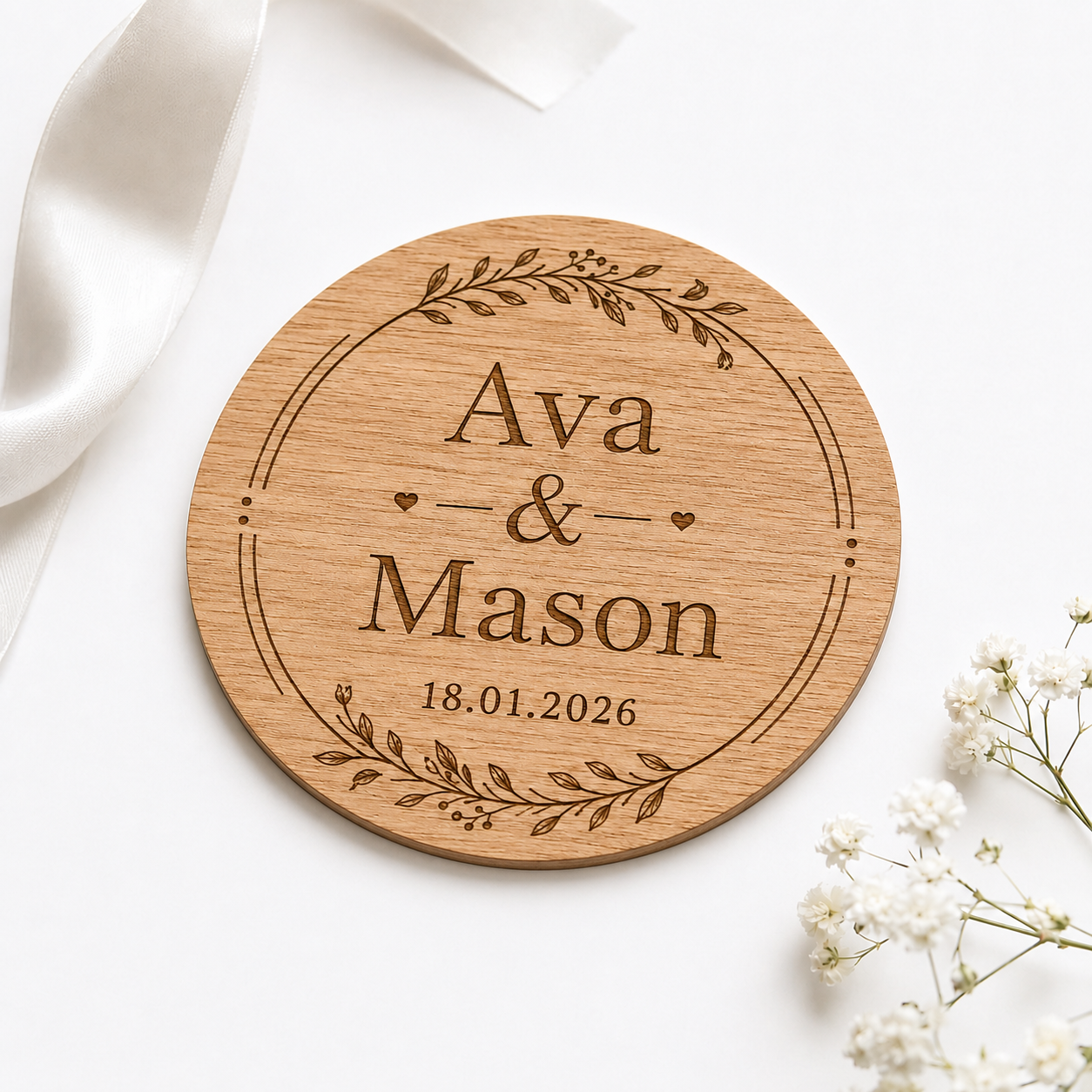 Engraved Wedding Wooden Coasters