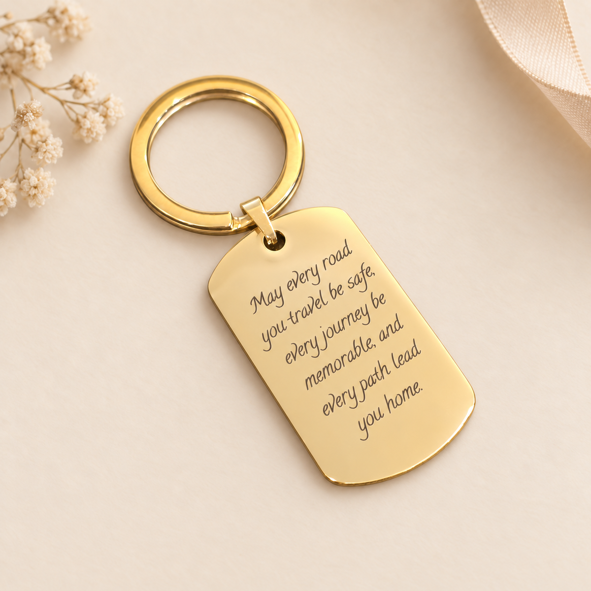 Personalised 18K Gold Pendant Keychain