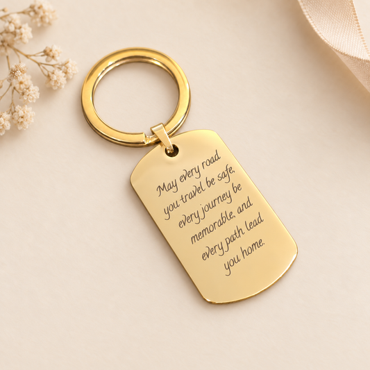 Personalised 18K Gold Pendant Keychain