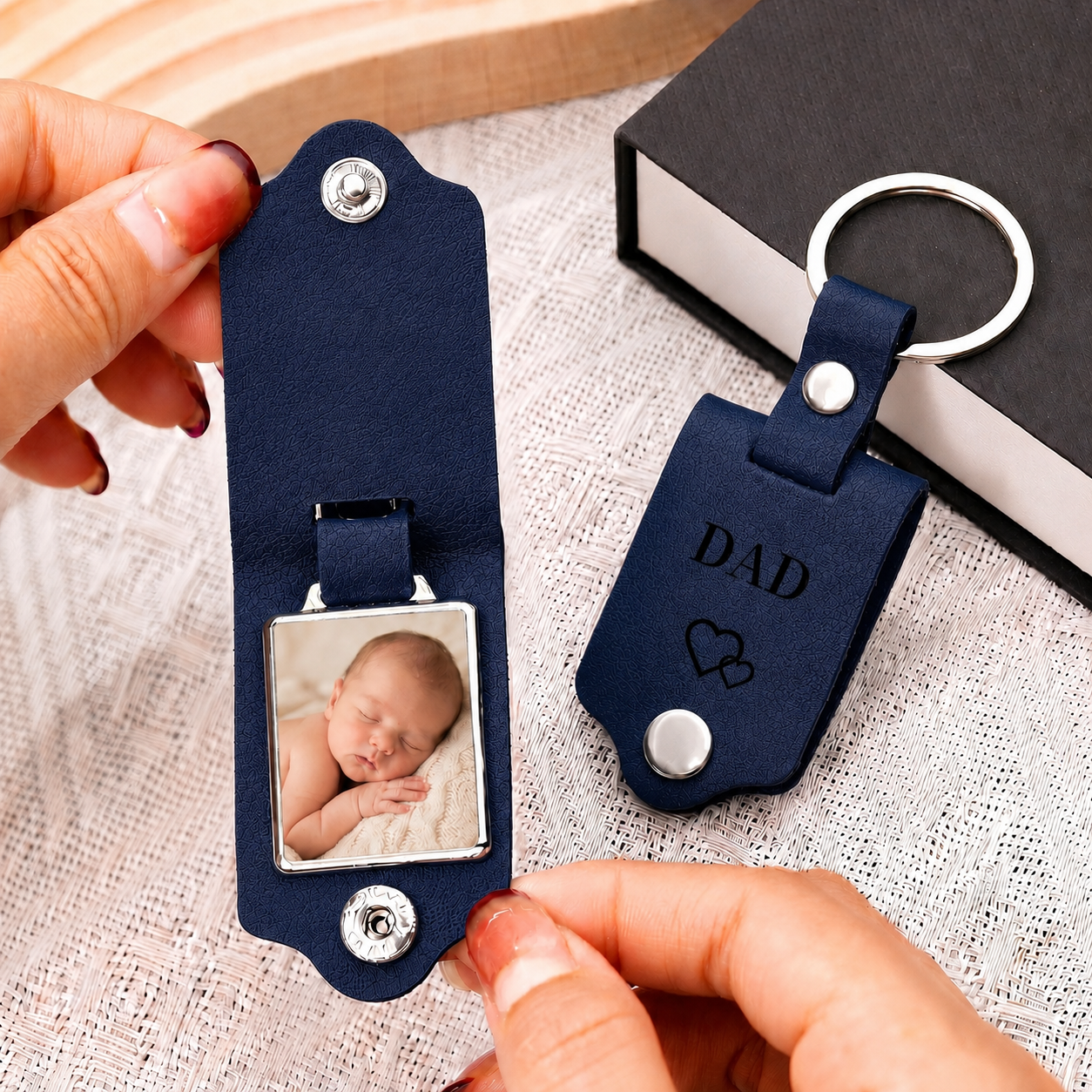 Personalised Leather Engraved with Photo Keychain