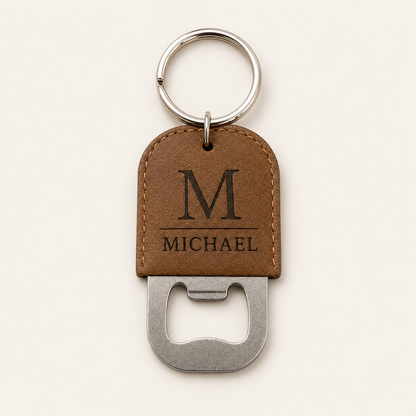 Personalised Leather Bottle Opener Keychain