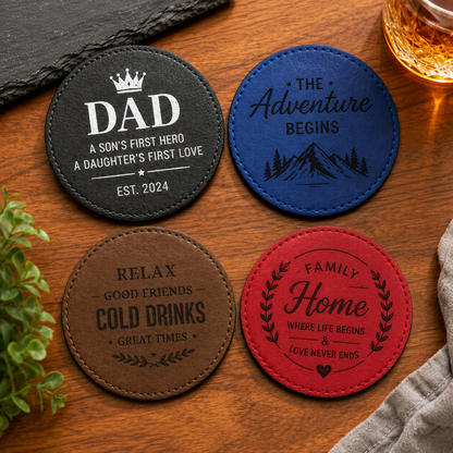 Premium Personalised Leather Coasters