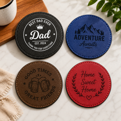 Premium Personalised Leather Coasters