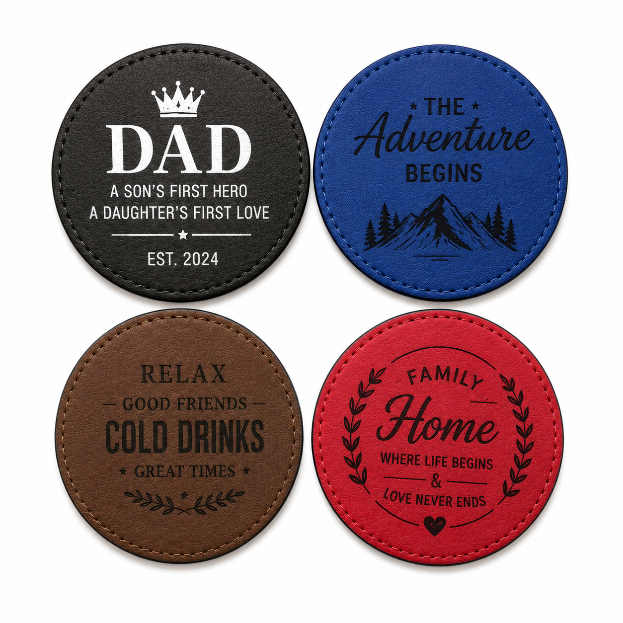 Premium Personalised Leather Coasters