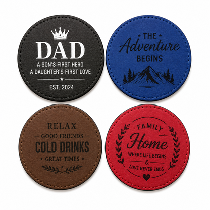Premium Personalised Leather Coasters