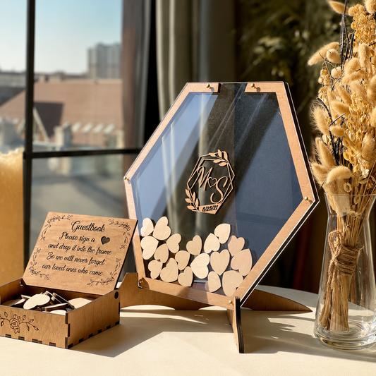 Personalised Wedding Guest Book with Signing Hearts