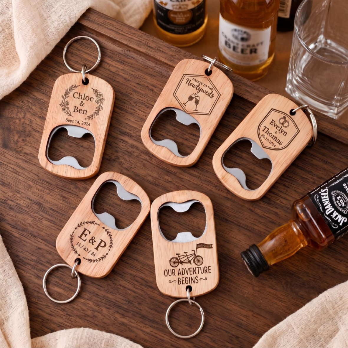 Personalised Wooden Bottle Opener Keychain