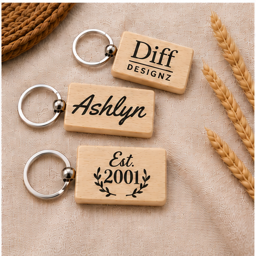 Personalised Engraved Wooden Keychain