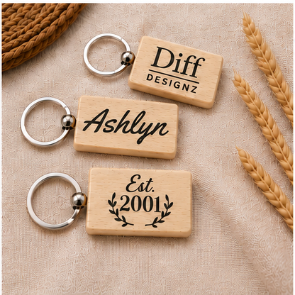 Personalised Engraved Wooden Keychain