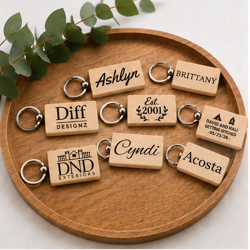 Personalised Engraved Wooden Keychain